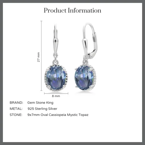 Vista 142 de Gem Stone King Aretes colgantes de gota para mujer, plata de ley 925, piedra natal ovalada de 0.354 x 0.276 in, joyería fina, regalos para ella