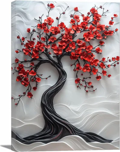 Vista 25 de VOCBAN Tree of Life Canvas Wall Art Painting Poster Nature Print Canvas Wall Art Print Artwork Living Room Bedroom Office Hallway Picture(black