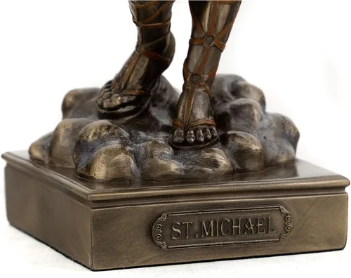 Vista 6 de Top Collection Estatua de Arcángel San Miguel, escultura de paz y justicia de San Miguel en bronce fundido en frío de primera calidad, figura