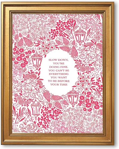 Vista 36 de Arte de pared "Slow Down You’re Doing Fine" Retro Minimalista Motivacional Cita Musical Póster Inspirador Letras de Canciones de Media Siglo en Tela