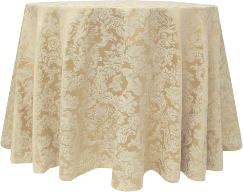 Vista 10 de ULTIMATE TEXTILE Miranda - Mantel redondo de damasco (120 pulgadas), color dorado Dijon