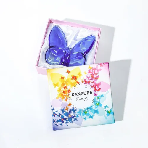 Vista 6 de kanpura Figura de mariposa de cristal azul, figura de mariposa voladora, adorno de mariposa de cristal, animal de cristal coleccionable