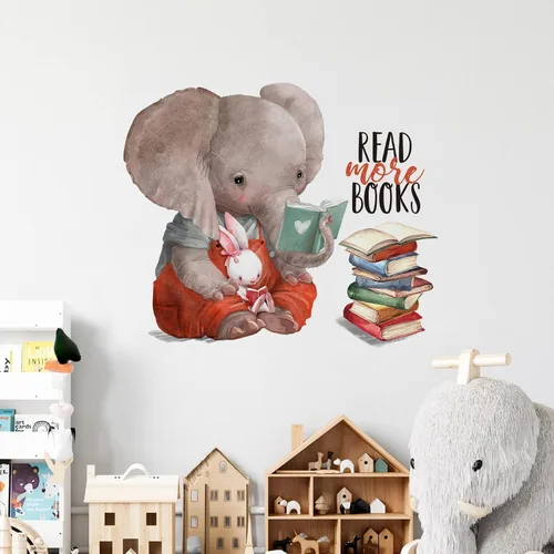 Vista 3 de Mfault Calcomanías inspiradoras para pared, diseño de conejito elefante Animales motivacionales de conejo, decoración de guardería, decoración
