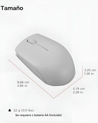 Vista 7 de Ratón inalámbrico Lenovo 300 – Ratón de computadora para PC, portátil con Windows – Diseño ambidiestro – Receptor Nano USB de 2.4 GHz – 12 meses