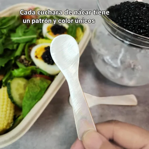 Vista 5 de ThougrLyh Caviar Spoon 12pcs 3.54 in Mother of Pearl Spoon for Caviar Party