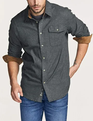 Vista 4 de CQR - Camisa de franela de algodón a cuadros con botones y manga larga para hombre, algodón cepillado suave, camisa de estilo informal