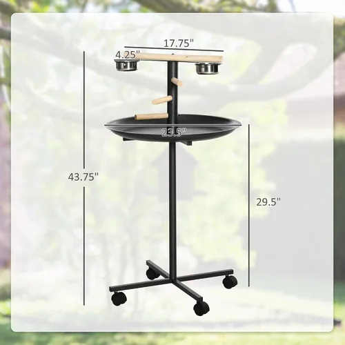 Vista 7 de PawHut Soporte de juego para pájaros, perca portátil para loros
