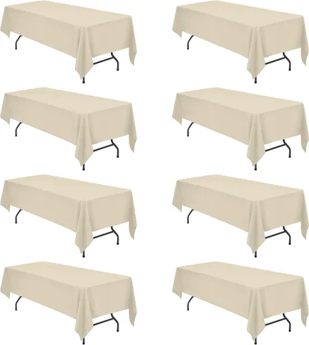 Vista 106 de BRILLMAX - Manteles para mesa rectangular de 6 pies, tela de lino de poliéster, lavable, para boda, recepción, banquete, fiesta de cumpleaños, 60 x