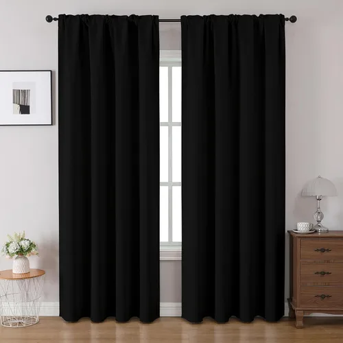Vista 24 de CUCRAF Cortinas opacas de 45 pulgadas de largo, juego de 2 paneles para dormitorio, bolsillo para cortinero, cortinas de oscurecimiento
