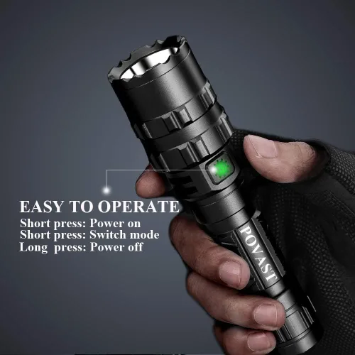 Vista 4 de Linterna Picatinny, linterna táctica LED para riel de rifle con interruptor de presión, luz impermeable de 3000 lúmenes, linterna recargable USB