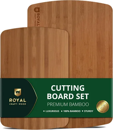Vista 20 de ROYAL CRAFT WOOD Tabla de cortar de madera, tablas de cortar de bambú con ranura para jugo, tabla de cortar de cocina para carne, queso y verduras