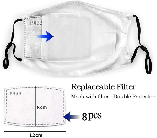 Vista 3 de 4 máscaras faciales con 8 filtros lavables para jóvenes, niños, niñas, mujeres y hombres