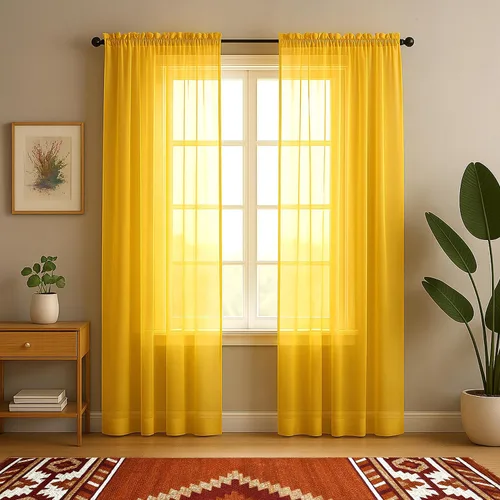 Vista 17 de YHSF Cortinas traslúcidas – Juego de 2 paneles para decoración del hogar – Elegantes cortinas de gasa sólida con bolsillo para barra