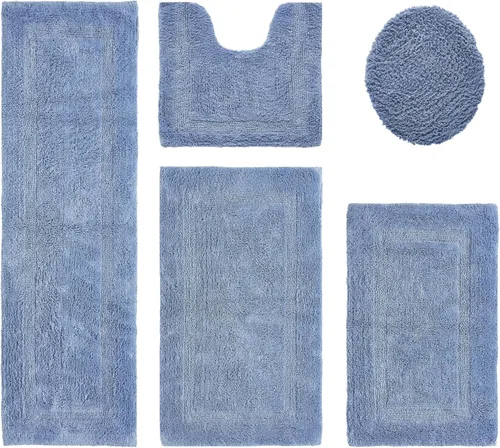 Vista 133 de Better Trends - Juego de 2 alfombras de baño 100% algodón, extra suaves, con borlas, de 17" x 24", alfombra de baño superabsorbente y reversible