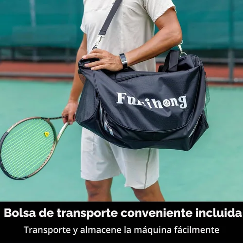 Vista 4 de Furlihong 3807BH Máquina de pelotas de tenis con base triangular, velocidades ajustables, oscilación izquierda y derecha, lanzamiento con balanceo