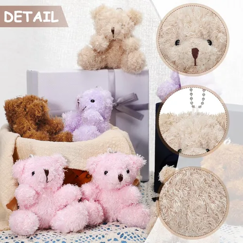 Vista 3 de Threan 8 piezas de mini osos de peluche de 4 pulgadas, pequeños osos de peluche a granel, juguetes de animales de peluche suaves, muñecos de oso