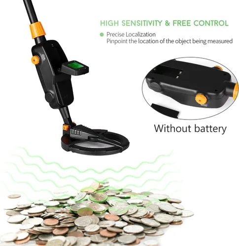 Vista 7 de Detector de metales, con pantalla LCD, detector de oro para niños, detector de alta precisión impermeable, volumen de sensibilidad ajustable, moneda