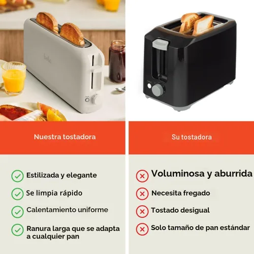 Vista 6 de bella Tostadora delgada de 2 rebanadas, utensilios de cocina Fits-anywhere™, control de tostado de 6 ajustes con botones de recalentamiento