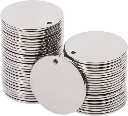 Vista 7 de Shapenty Dijes pequeños y redondos de acero inoxidable para estampado en blanco, mini discos para pulseras, aretes, collares, dijes, joyería