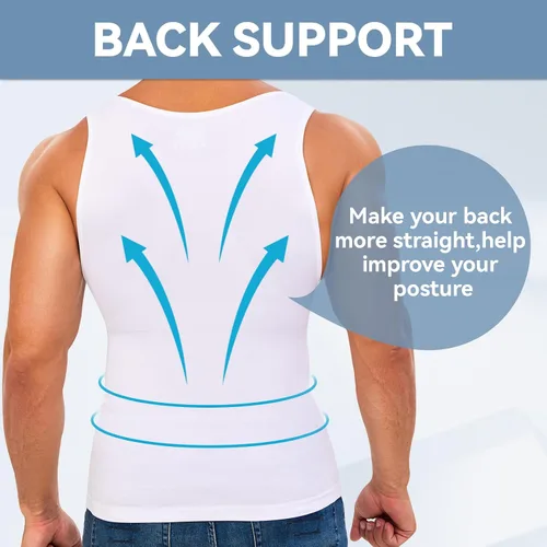 Vista 3 de Gleefeat Mens Compression Shirt Body Shaper Slimming Undershirt Gynecomastia Abdomen Tummy Control Shapewear Tank Top Vest
