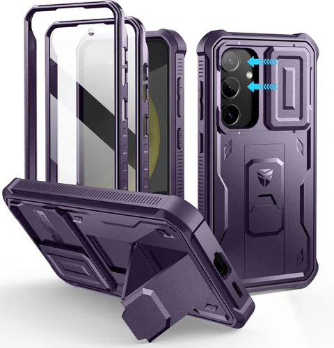 Vista 10 de Dexnor Funda para Samsung Galaxy S24 con Cubierta Deslizante Integrada para Cámara y Protector de Pantalla y Soporte, Funda Resistente a los Golpes