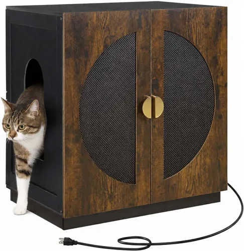 Vista 12 de unipaws Caja de arena para gatos extra grande para cajas de arena automáticas y autolimpiantes, armario alto con estación de carga, casa oculta