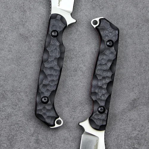 Vista 6 de LR-869 EDC - Cuchillas tácticas fijas de combate, espiga completa 14C28N de acero Reverse Serrations G10/mango de lino, funda Kydex para camping