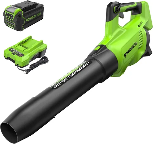 Vista 12 de Greenworks - Soplador de hojas axial inalámbrico de 40 V (100 m/hr, 350 CFM), incluye batería de 2.0 Ah y cargador