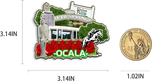 Vista 3 de Ocala - Imán de madera para nevera, diseño 3D de Florida, Estados Unidos, decoración de recuerdos coleccionables, hecho a mano, 2
