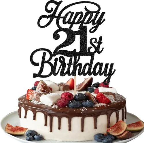 Vista 42 de Rsstarxi 1 paquete de decoración para tarta de cumpleaños 8 con purpurina negra de 8 años y fabulosos saludos a 8 años de edad, para celebrar el 8º