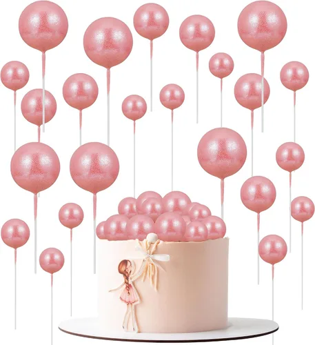 Vista 34 de 30 piezas de mini globo para decoración de tartas, bolas de espuma con purpurina, bolas de perlas de imitación, decoración para tartas, decoración