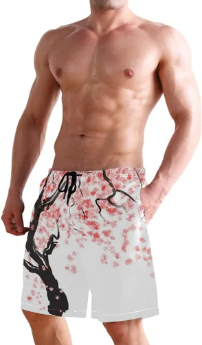 Vista 5 de Traje de baño para hombre, diseño de cerezo japonés, flor de cerezo, pantalones cortos de natación, pantalones cortos para correr, deportes, surffing