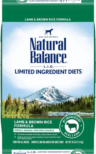 Vista 13 de Natural Balance Alimento seco para perros adultos de ingredientes limitados con granos saludables, receta de carne de res y arroz integral, 24