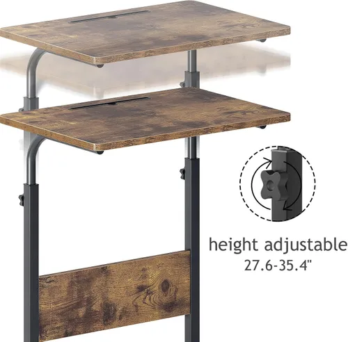 Vista 5 de DlandHome Escritorio móvil de pie con ruedas, mesa auxiliar móvil de 23.6 pulgadas con ruedas, soporte móvil ajustable para computadora portátil