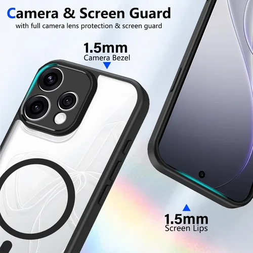 Vista 536 de Funda magnética transparente compatible con Xiaomi 17T, color negro 2 en 1 PC + TPU cubierta de teléfono a prueba de golpes, carcasa protectora