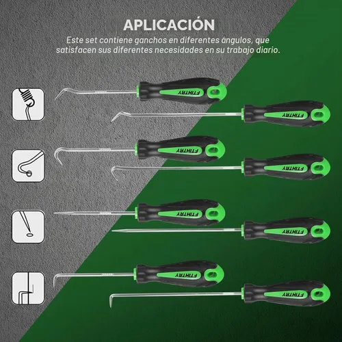 Vista 4 de FTIHTRY Juego de 8 Picos y Ganchos, Juego de Ganchos Automotrices de Precisión, Extractor Removedor de Sellos de Aceite/Juntas Tóricas para Auto