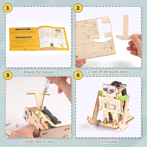 Vista 8 de STEM - Kits de robótica científica para niños, 10 juegos de construcción de madera para niños, rompecabezas de madera 3D, proyectos de manualidades