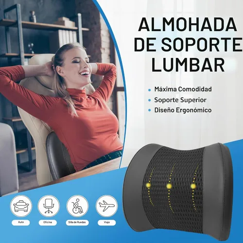 Vista 2 de Lofty Aim Almohada de apoyo lumbar para coche Malla 4d Negro