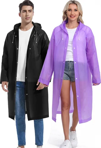 Vista 124 de 2 abrigos de lluvia de Borogo para adultos, chaquetas de lluvia reutilizables para hombres y mujeres