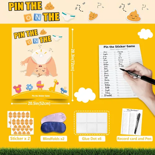 Vista 3 de Juegos de baby shower, recuerdos de fiesta, pin the sticker en el pañal, divertidos juegos de baby shower para adultos, decoraciones de baby shower
