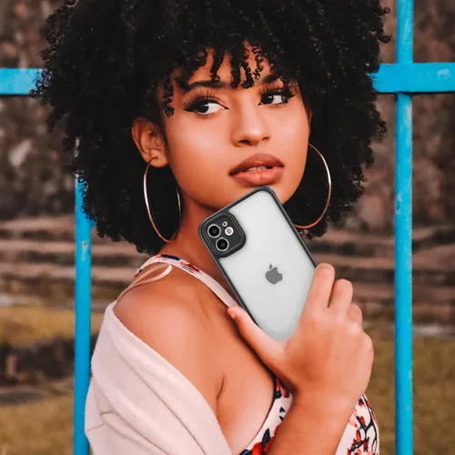 Vista 7 de RALEAVO Funda mate compatible con iPhone 12, delgada, translúcida, esmerilada, parte trasera de policarbonato, protección militar contra caídas