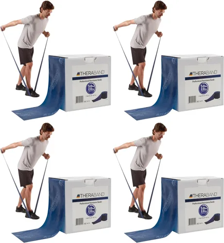 Vista 14 de THERABAND Banda de resistencia, rollo de 50 yardas, banda elástica de látex para ejercicio, estiramiento, terapia física, yoga, pilates