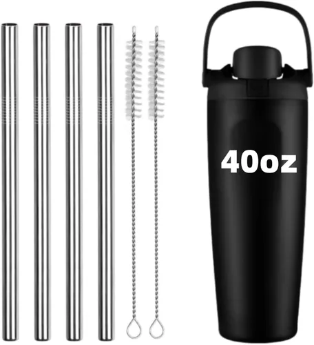 Vista 8 de Pajitas de repuesto de metal compatibles con vaso de acero inoxidable Owala Kids con aislamiento térmico de acero inoxidable de 12 oz/15 onzas