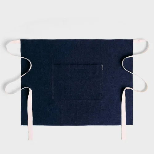 Vista 8 de Solino Home Delantal de lino estilo bistró para servidor, lazos extralargos con bolsillos, medio delantal de lino 100% puro para hombres y mujeres
