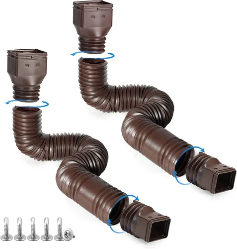 Vista 8 de plusgutter Black - Paquete de 2 extensiones flexibles de canaleta de lluvia, extensor de desagüe, extensor de drenaje de canalón, conector de Negro
