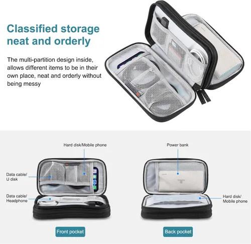 Vista 4 de Funda de transporte para accesorios electrónicos, bolsa organizadora de accesorios electrónicos, bolsa organizadora de cables de viaje, bolsa