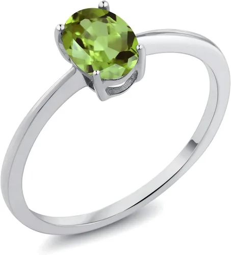 Vista 50 de Gem Stone King Anillo de compromiso solitario con piedra preciosa de oro blanco de 10 quilates, ovalado, 0.27 x 0.19 pulgadas, anillo de promesa