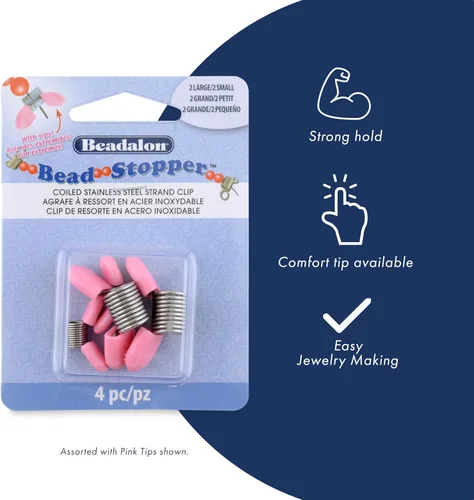 Vista 2 de Beadalon Tapón de cuentas, pequeño, puntas rosadas, 4 piezas