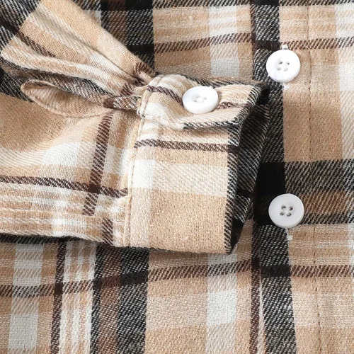 Vista 6 de KIMI BEAR Toddler Baby Boy Clothes Long Sleeve Hoodie Outfits Plaid Flannel Shirt Top Sweatpants Fall Winter Clothing