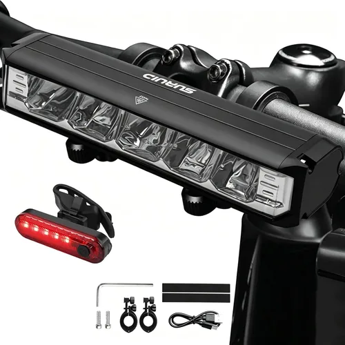 Vista 12 de Suruid Luz LED súper brillante para bicicleta, faro de bicicleta recargable USB, faro de bicicleta impermeable, faro de bicicleta impermeable, luz